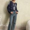 Embroidered Blouse Navy