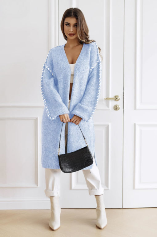 Stitch Knit Cardigan Blue