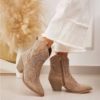 Rhinestone Cowboy Boots Beige