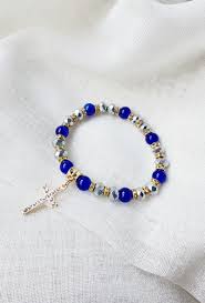 Beeded Cross Braclet Blue