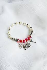 Silver Charm bracelet Red