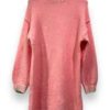 Long Knit Sweater High Neck Pink