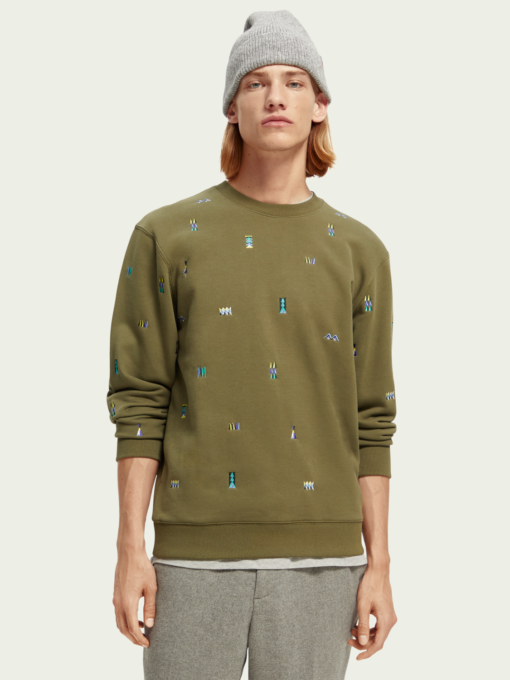 embroidered crewneck felpa sweater