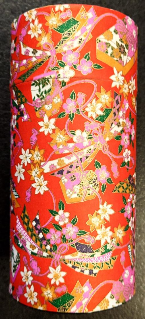 Tea container, Chazutsu 200g,red flower