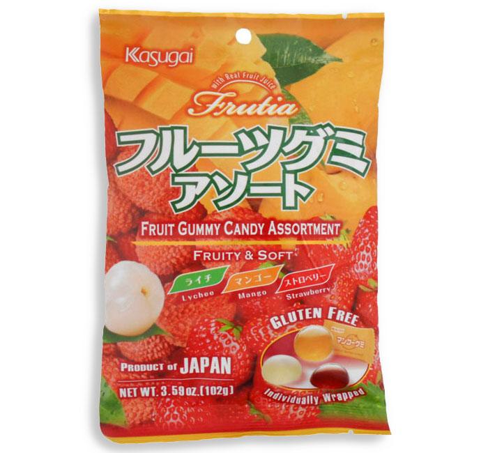 Frutia,Gummy,assotment(lichee,mango,strawberry)102g,Kasugai