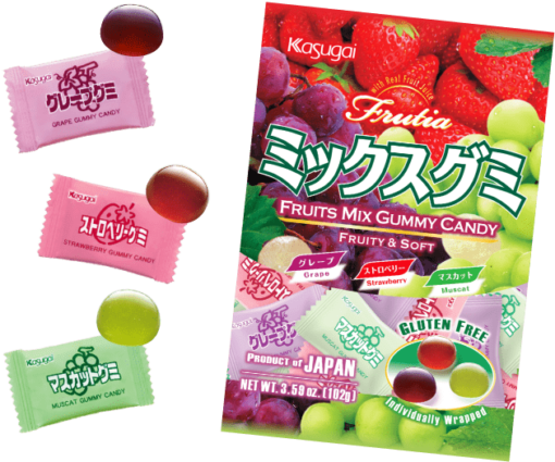 Frutia,Gummy,Mix(grape,strawberry,muscat) 102g  Kasugai