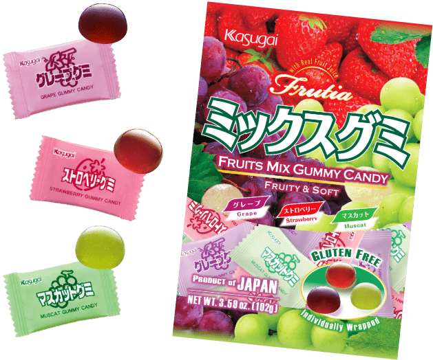 Frutia,Gummy,Mix(grape,strawberry,muscat) 102g  Kasugai