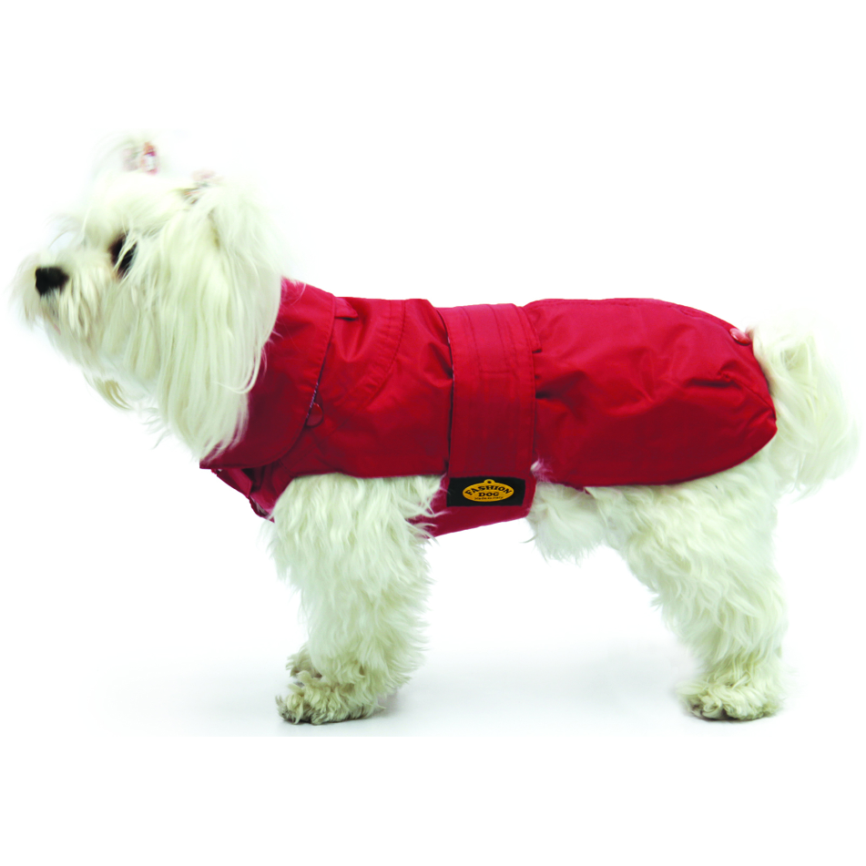 Fashion Dog Regndekken med avtagbart fôr, Rød | Flere størrelser (str. 51-60) U