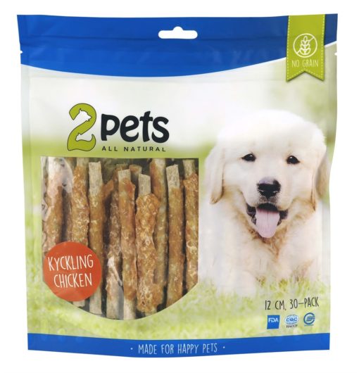 2pets Tuggpinne kylling 12cm, 30-pack, 400g