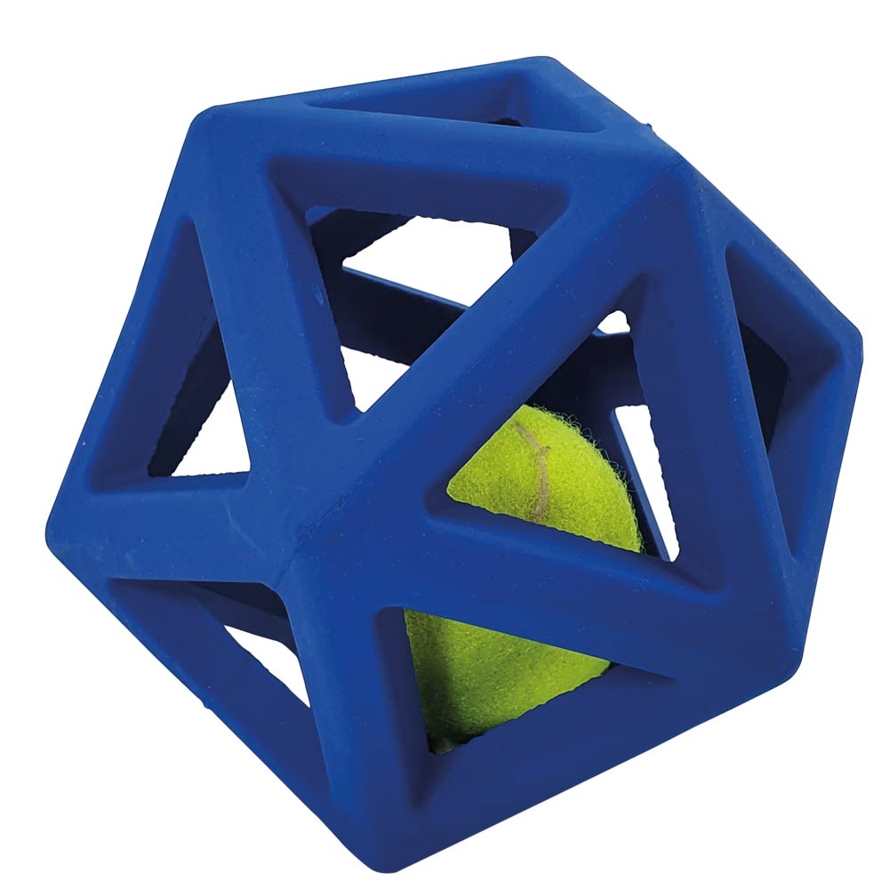 Solid rubber grid ball with tennis ball  11 cm
