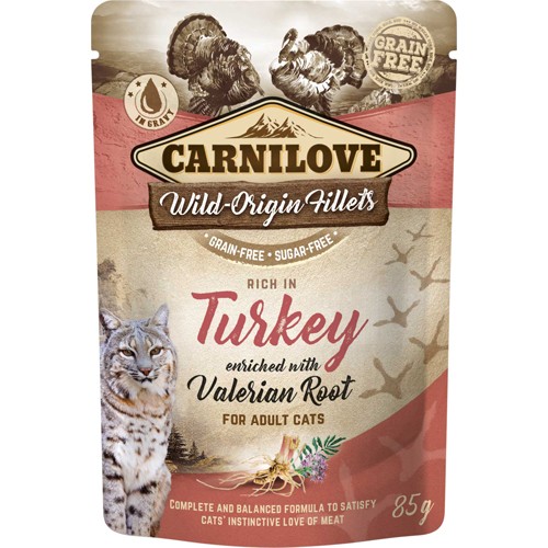Carnilove cat pouch rich in Turkey enriched w/Valerian 85g