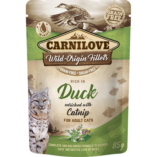 Carnilove cat pouch rich in Duck enriched w/Catnip 85g