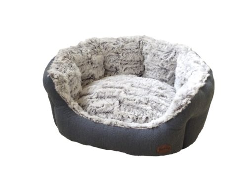 Hundeseng , Comfort Bed Oval "CACHO"grå blå , 55 x 50 x 21 cm