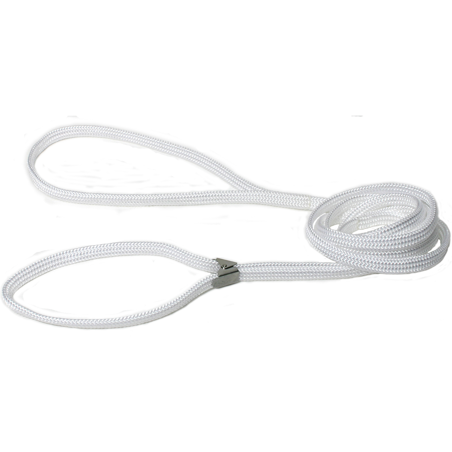 Utstillingskobbel hvitt nylon- flatt med klype  10mm/163cm