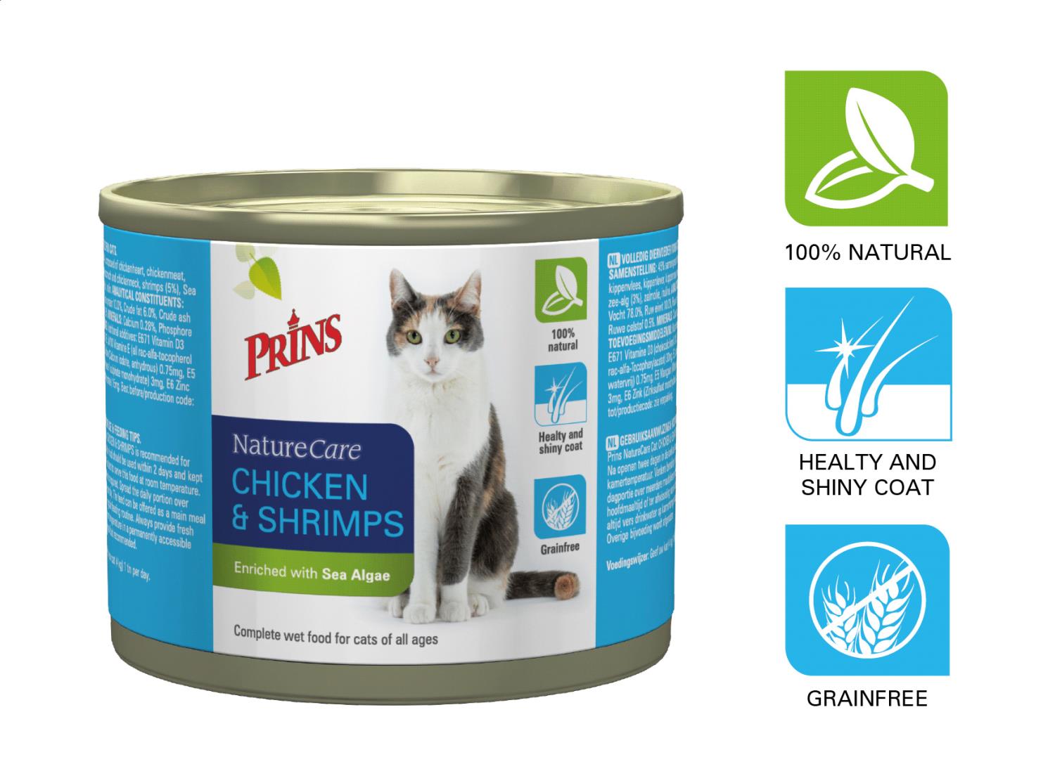 Prins NatureCare Cat | wetfood cans Chicken & Shrimps 200 g