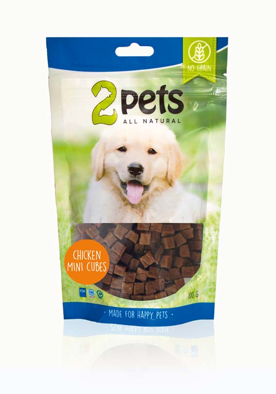 2pets Dogsnack Chicken Mini Cubes, 100 g