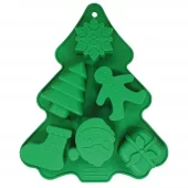 Jul Silikon Fryseform / Bakeform JULETRE 22 x 18 cm, 6 figurer
