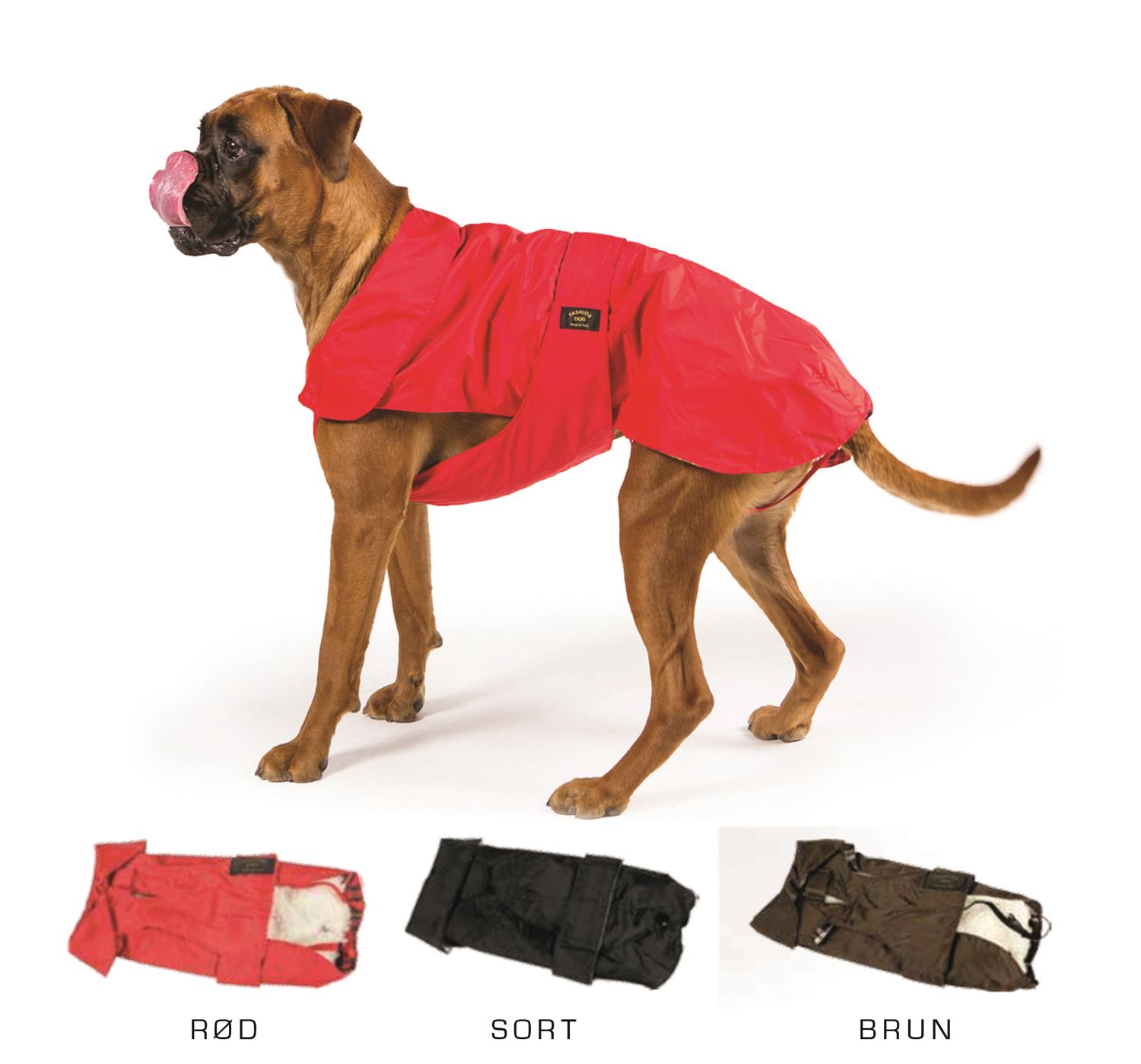 Fashion Dog Regndekken til Boxer med avtagbart fôr, Rød | Flere størrelser (60-65)  u