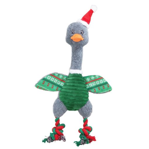 Hundeleke jul, Plush Xmas goose with ropes, 42 cm