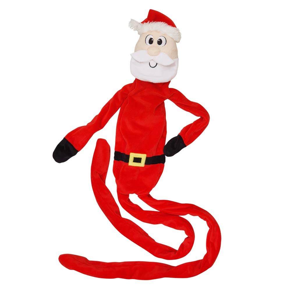 Hundeleke jul, Plush Santa Claus long leg with rope, 104 cm