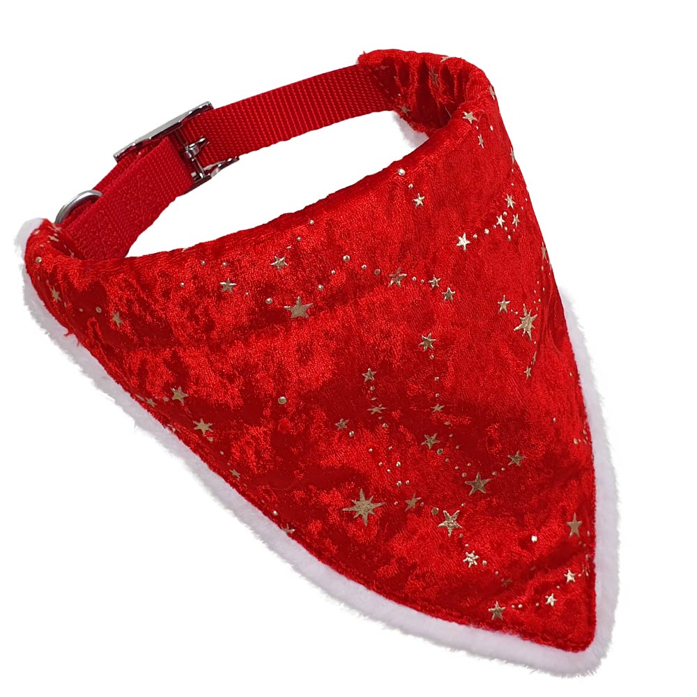 Jule skjerf til hund, Nylon collar with velvet scarf, size L, 50 cm / 20 mm