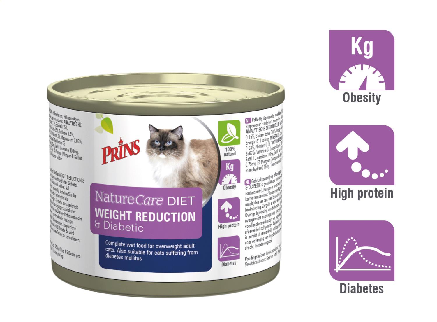 Prins NatureCare Diet Cat wetfood WEIGHT REDUCTION & Diabetic 200g