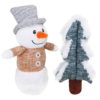 Hundeleke jul, Plush Xmas tree + snowman, Pack 2pcs, 22+24 cm