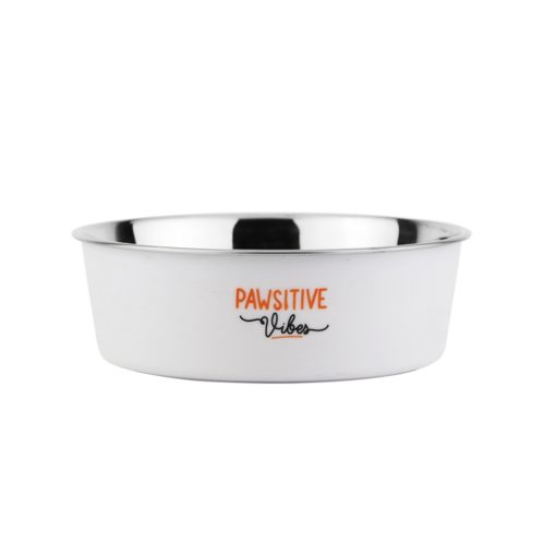 Hundeskål, „Pawsitive Vibes“ steel bowl Ø 16 cm / 940 ml