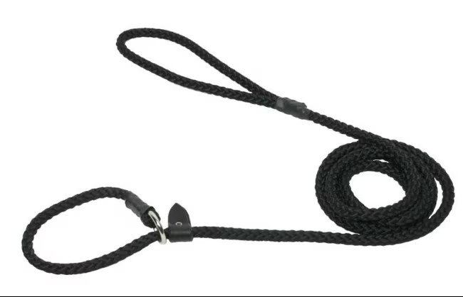 Alac Retriverkoppel Nylon Sort ring og stopp 180 cm