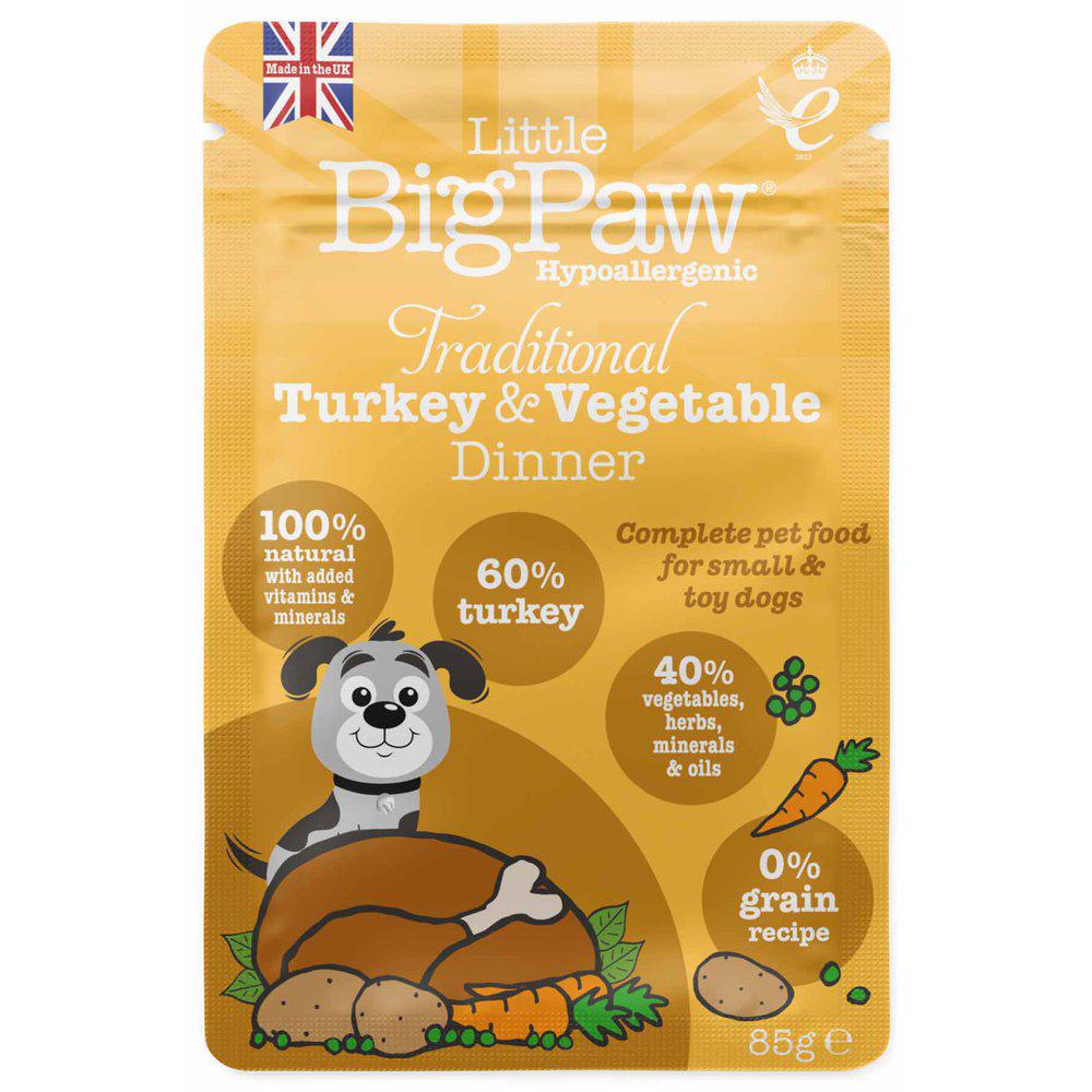 Little Big Paw Pouch Traditional Turkey & Vegetable Dinner 85g
