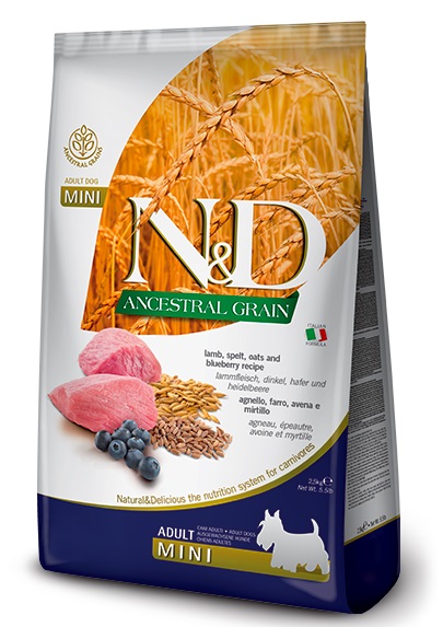 Farmina N&D Ancestral Grain Dog Lamb, Spelt , Oats & Blueberry Adult Mini 7 kg