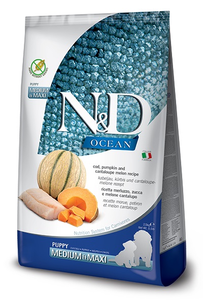 Farmina N&D Ocean Dog Cod, Pumpkin & Cantaloupe Melon Puppy Medium & Maxi 2,5kg