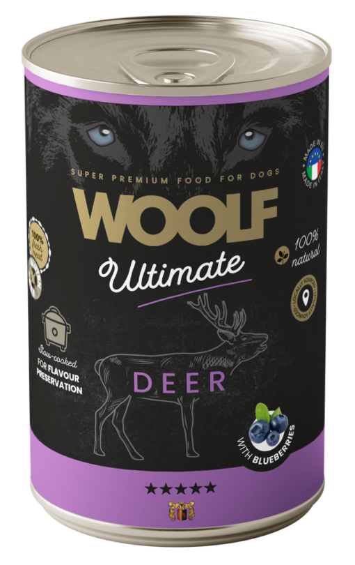 Woolf Ultimate Dog våtfôr - Deer with Blueberries 400g