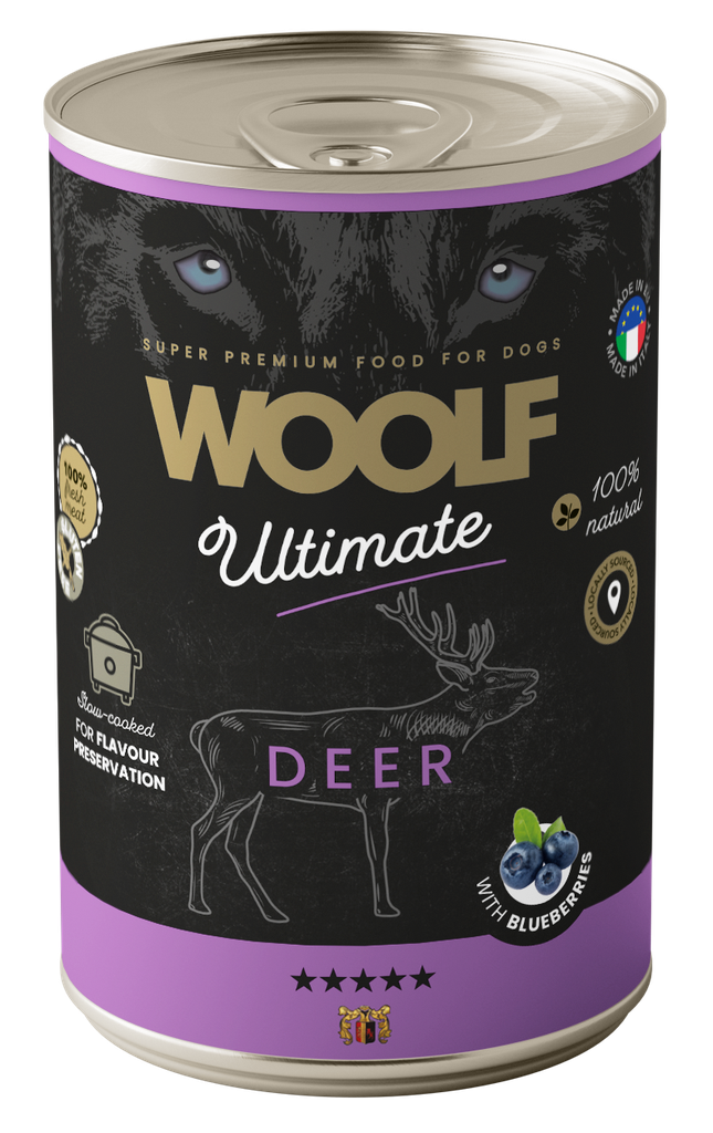 Woolf Ultimate Dog våtfôr - Deer with Blueberries 400g