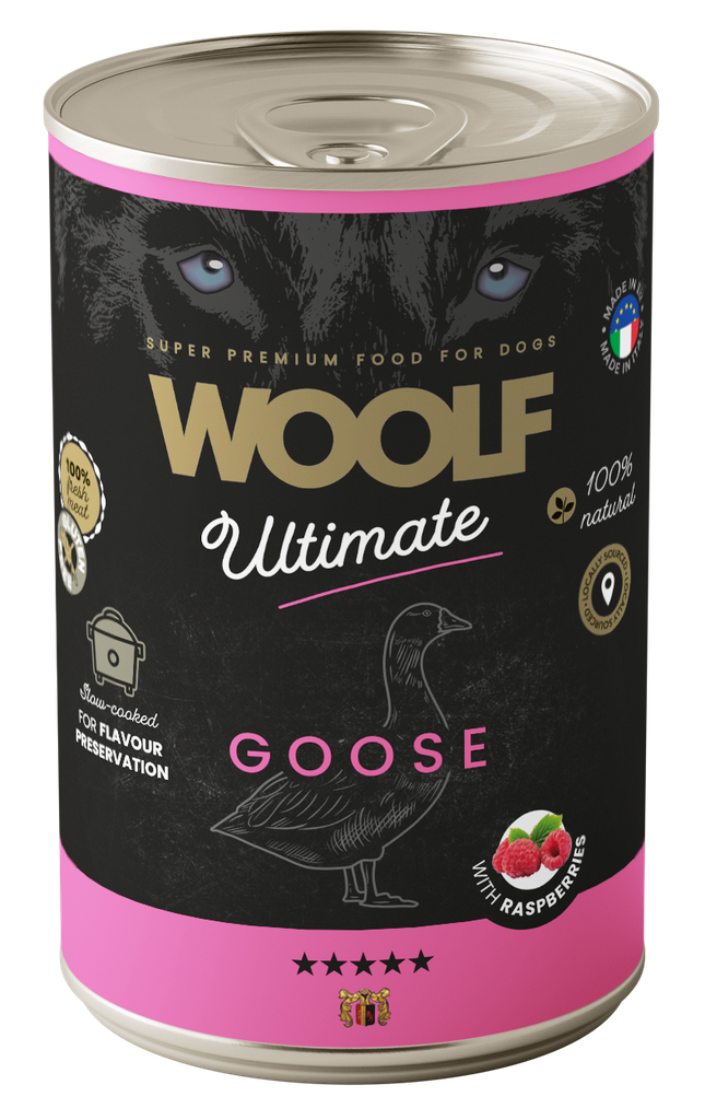 Woolf Ultimate Dog våtfôr - Goose with Raspberry 400g