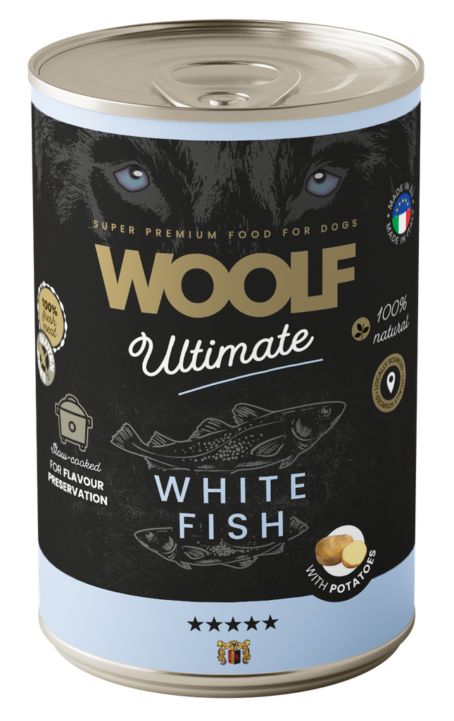 Woolf Ultimate Dog våtfôr - White Fish with Potatoe 400g