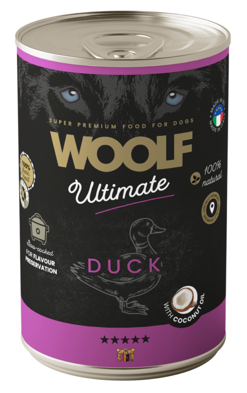 Woolf Ultimate Dog våtfôr - Duck with Coconut oil 400g