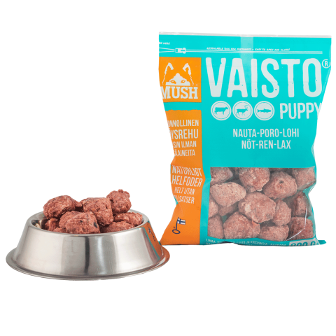 MUSH Vaisto® Okse-Reinsdyr-Laks (Isblå Puppy)  0,8 kg