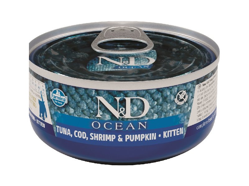 Farmina N&D Cat Ocean Tuna, Cod, Shrimp & Pumpkin Kitten 70 gr