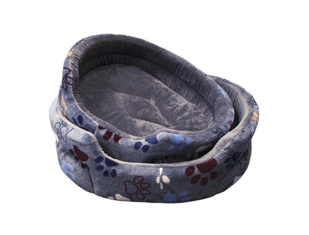 Plush bed oval Classic "LISSI", blue grey 75 cm