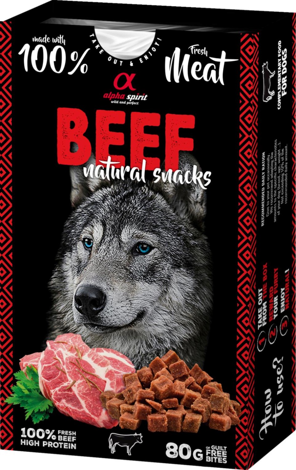 Alpha Spirit Naturals Beef hundesnacks (storfekjøtt) 80g