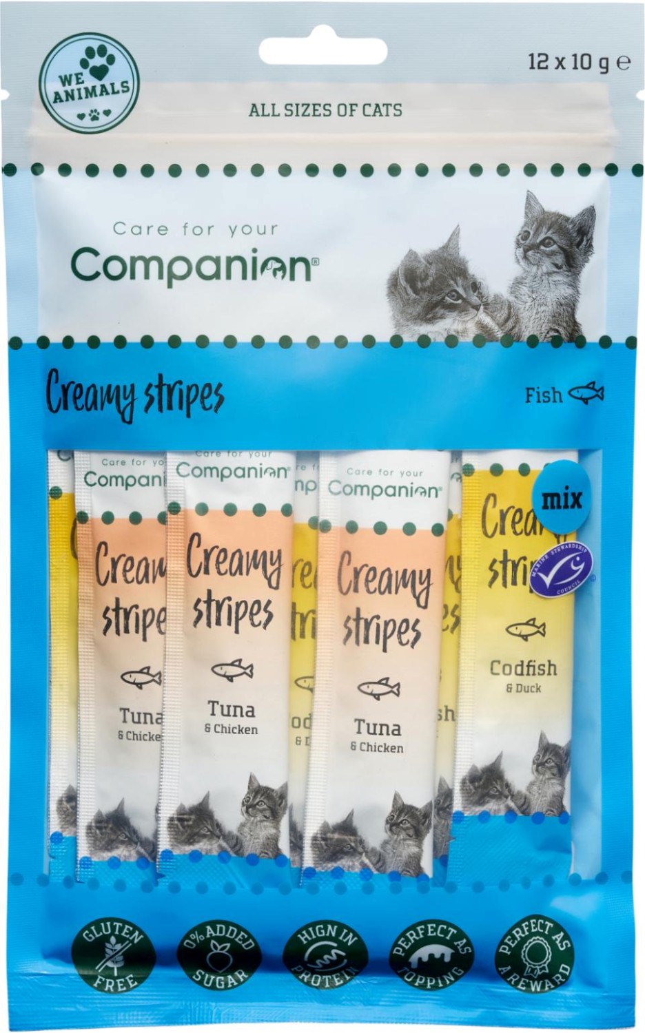Companion Cat Creamy stripes, flytende snackblanding 12x10g