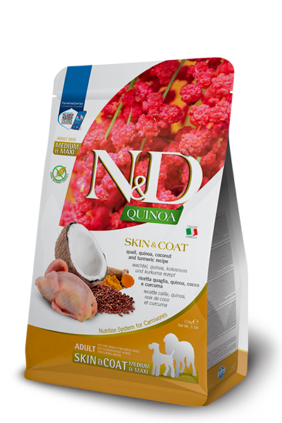 Farmina N&D Dog Quinoa Skin & Coat, Quail & Coconut Adult Medum & Maxi 7 kg