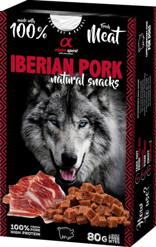 Alpha Spirit Naturals Iberisk svinekjøtt snacks for hund (skinke) 80 gr.