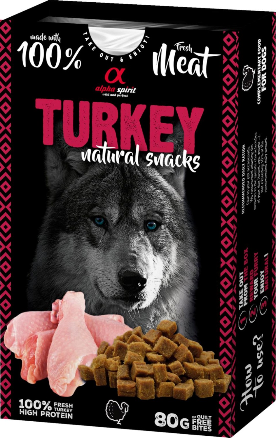Alpha Spirit Naturals kalkun hundesnacks (kalkun) 80 gr.