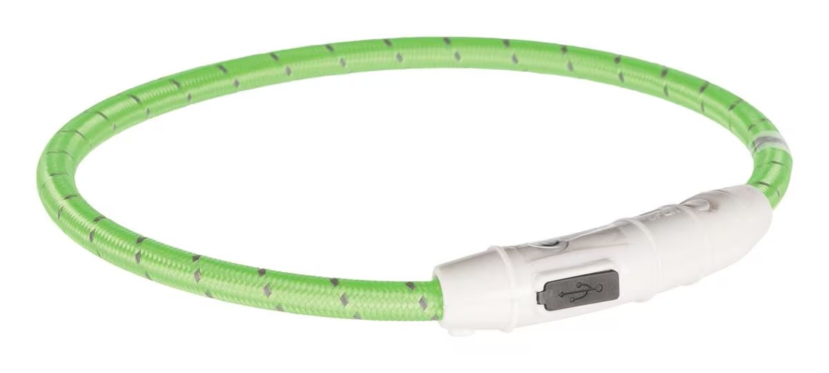 Lysende Halsbånd Grønn med USB Lader M/L 45cm
