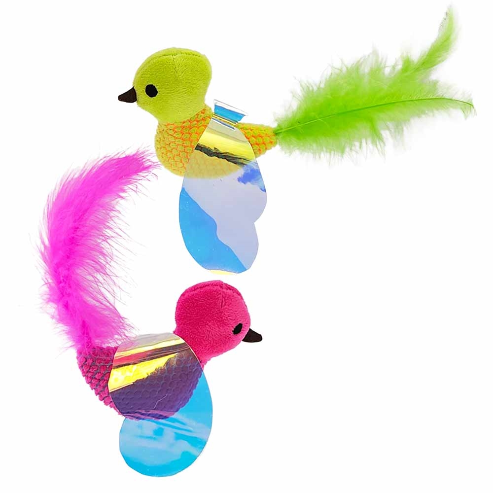 Katteleke Plysj fugl med kattemynte / catnip 16 cm | Vilkårlig farge