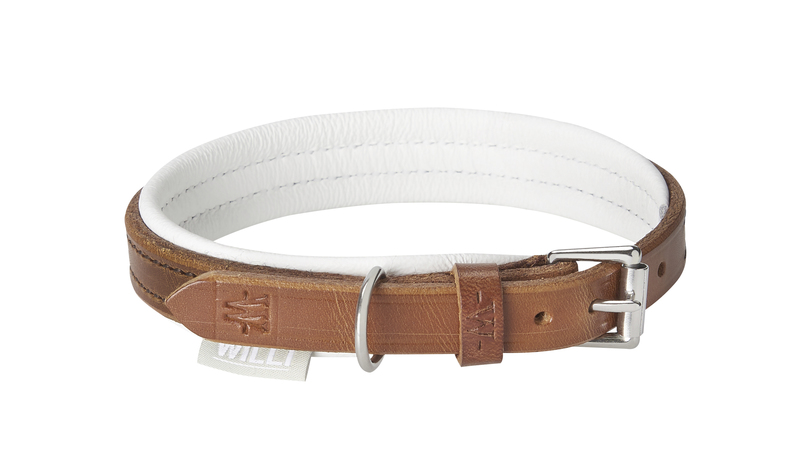 Wahlstén Willi Vallaton Halsbånd cognac/hvitt 60cm x 20mm