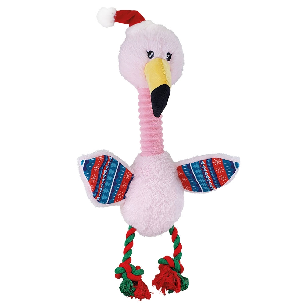 Hundeleke  Xmas plysj flamingo med spesiell lyd 43 cm
