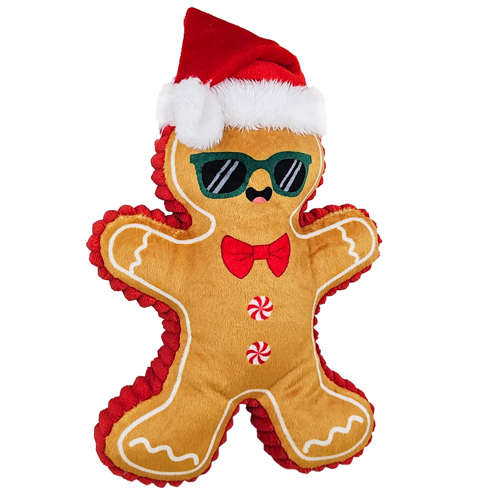 Hundeleke Xmas plysj pepperkakemann "COOL" 37 cm